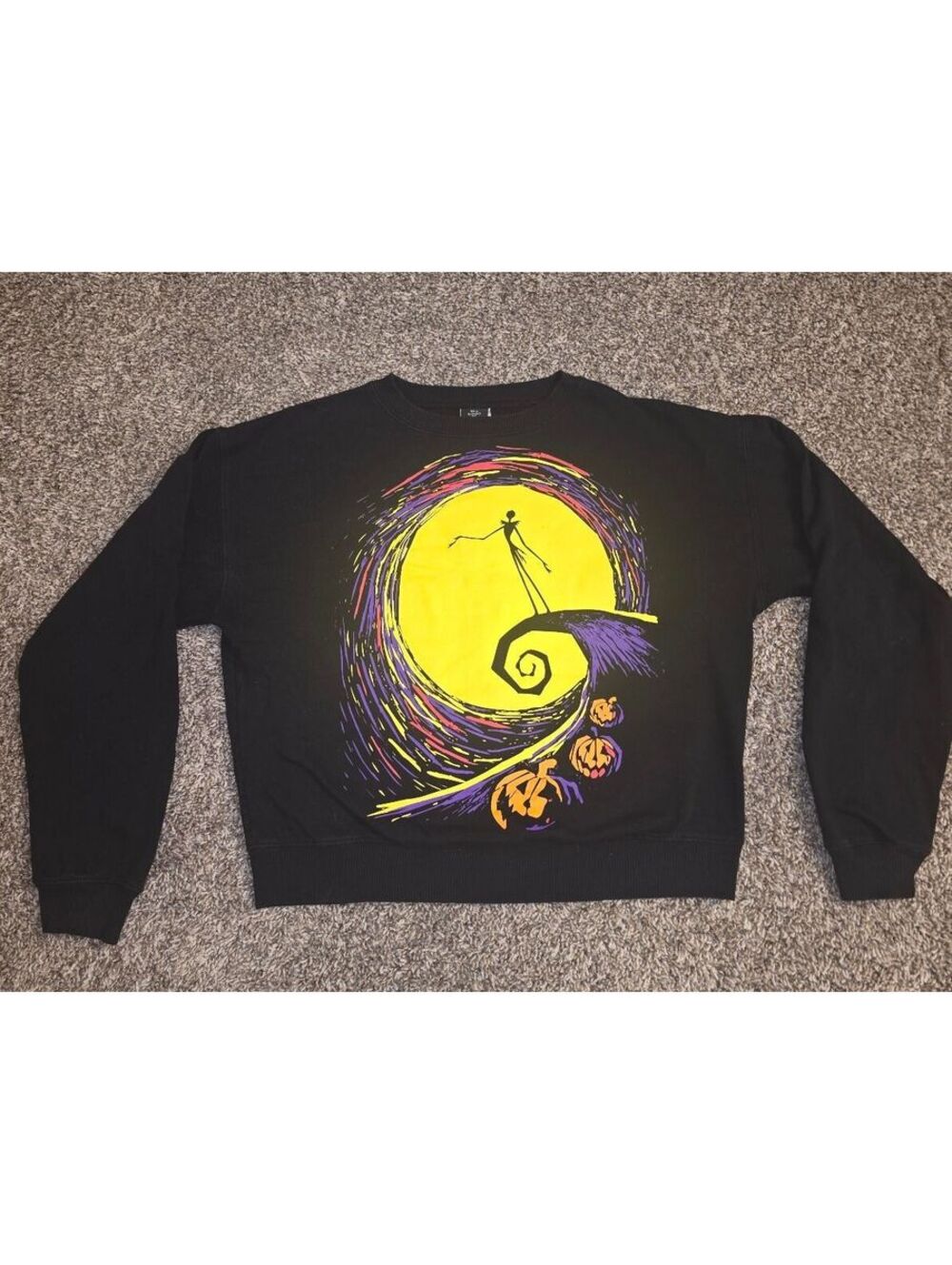 Disney Tim Burton's The Nightmare Before Christmas Black Pullover Sweatshirt - S